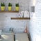 Small Walnut Brown Rustic Wood Floating Wall Shelf
